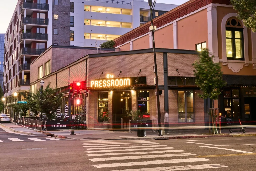 Exterior of The Pressroom in downtown San Jose