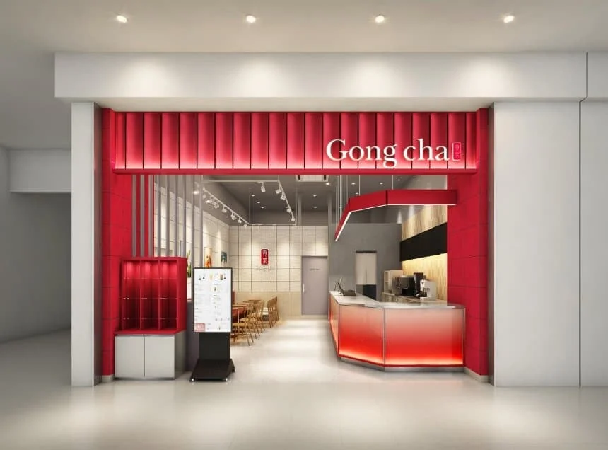 Gong cha — Minamisunamachi SUNAMO — Planned SUNAMO entrance, operator rendering reproduced in branch opening report.